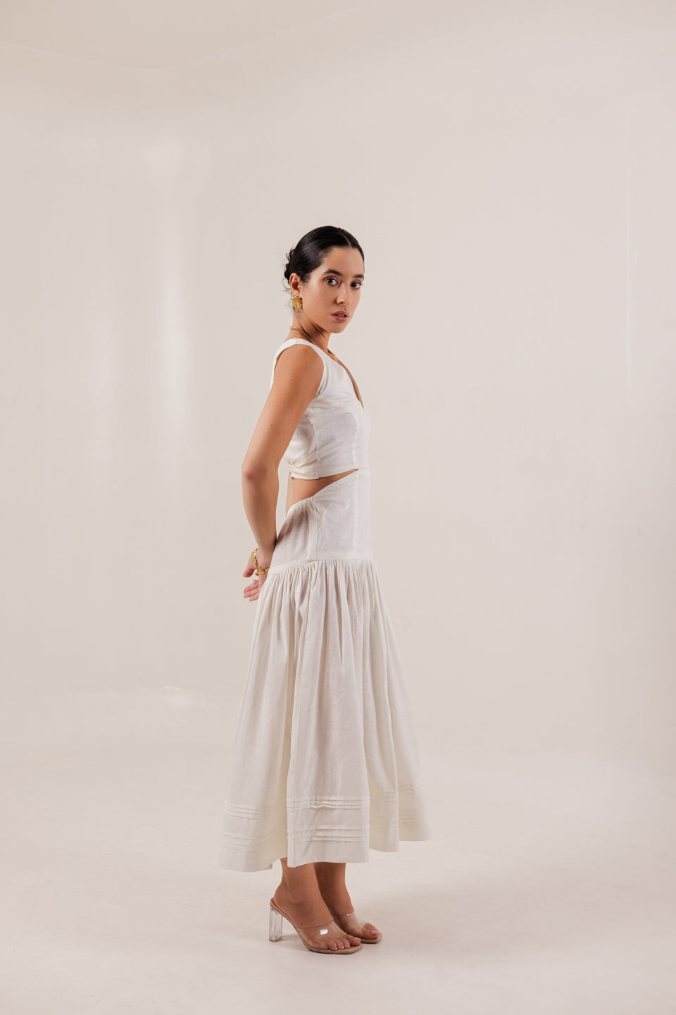 SLIT BACK WHITE MAXI DRESS