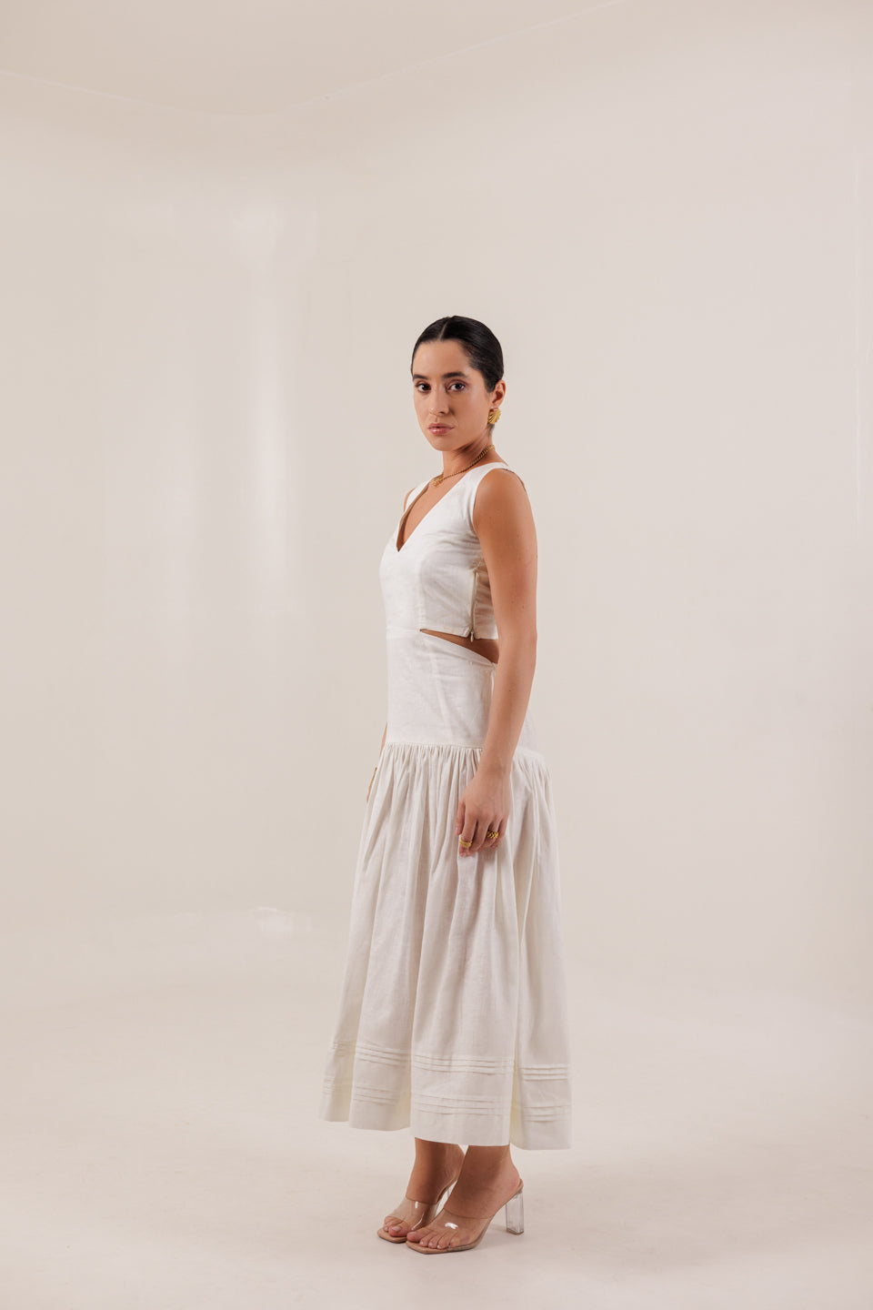 SLIT BACK WHITE MAXI DRESS