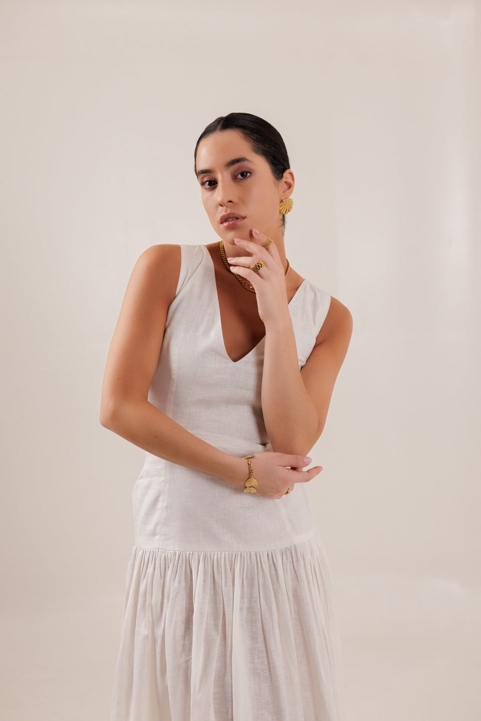SLIT BACK WHITE MAXI DRESS