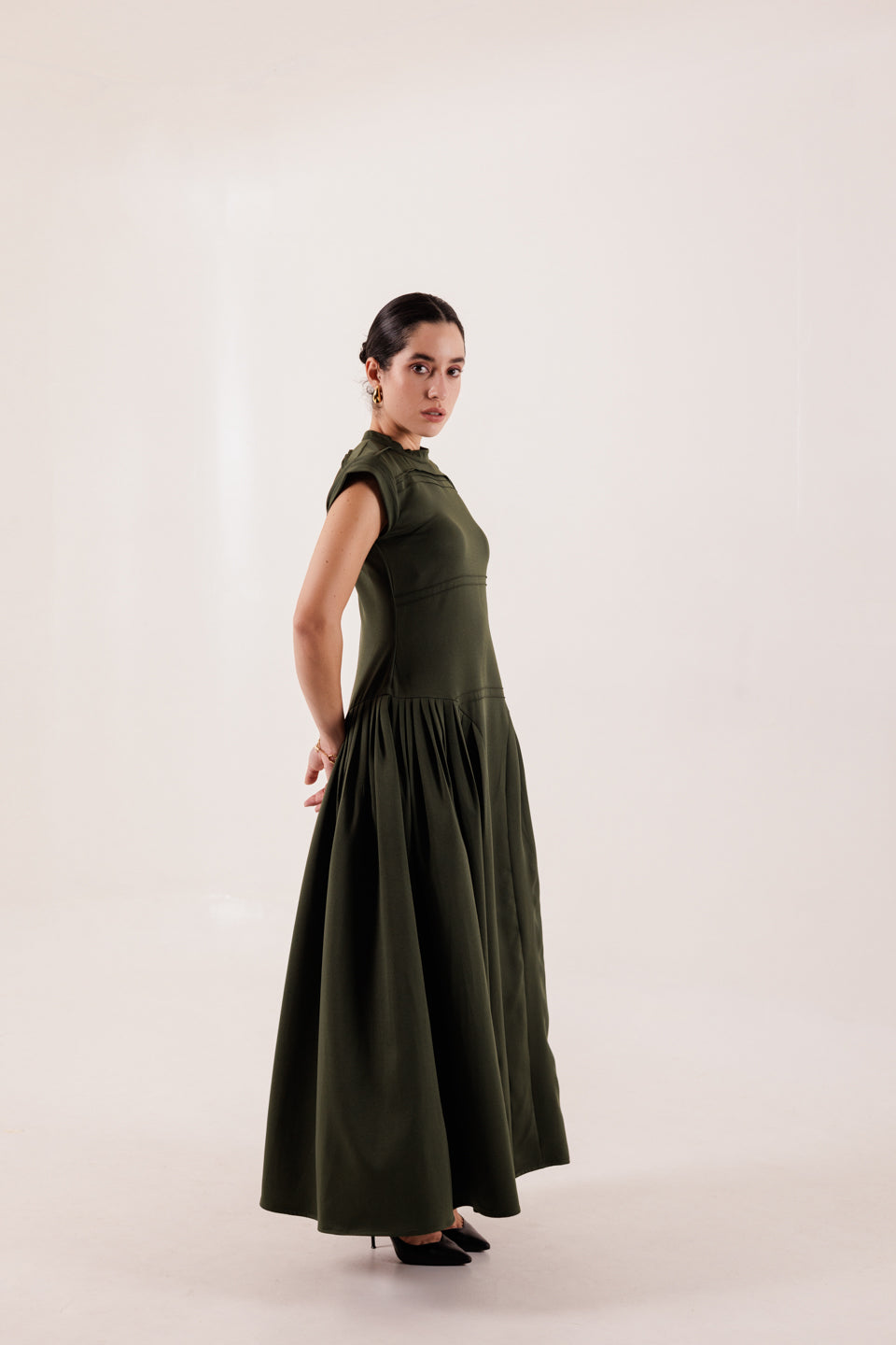 FOREST GREEN MIDI DRESS