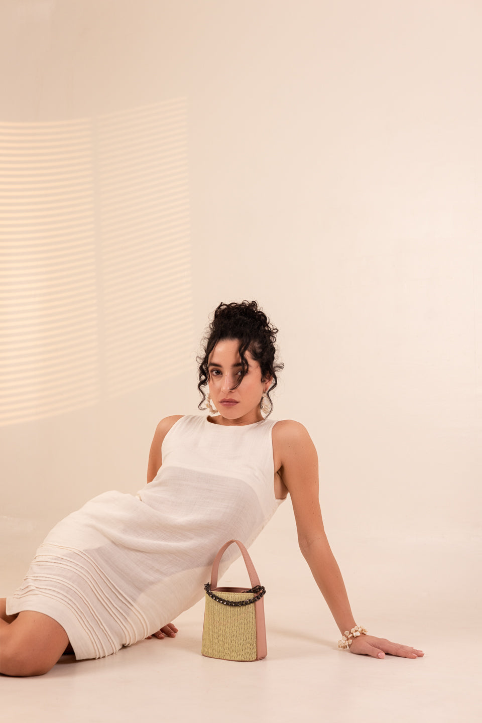COCONUT WHITE PLEATED MINI DRESS