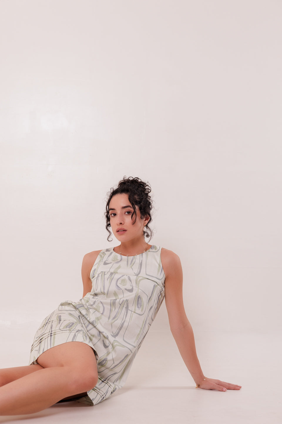 REINDEER MINT MOSS PLEATED MINI DRESS