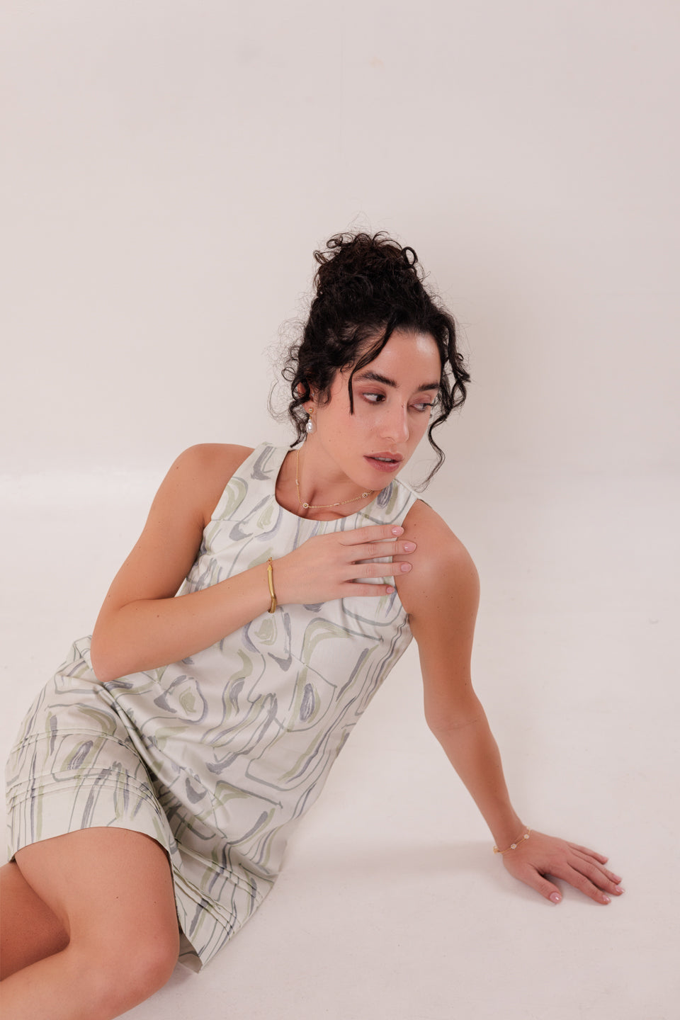 REINDEER MINT MOSS PLEATED MINI DRESS