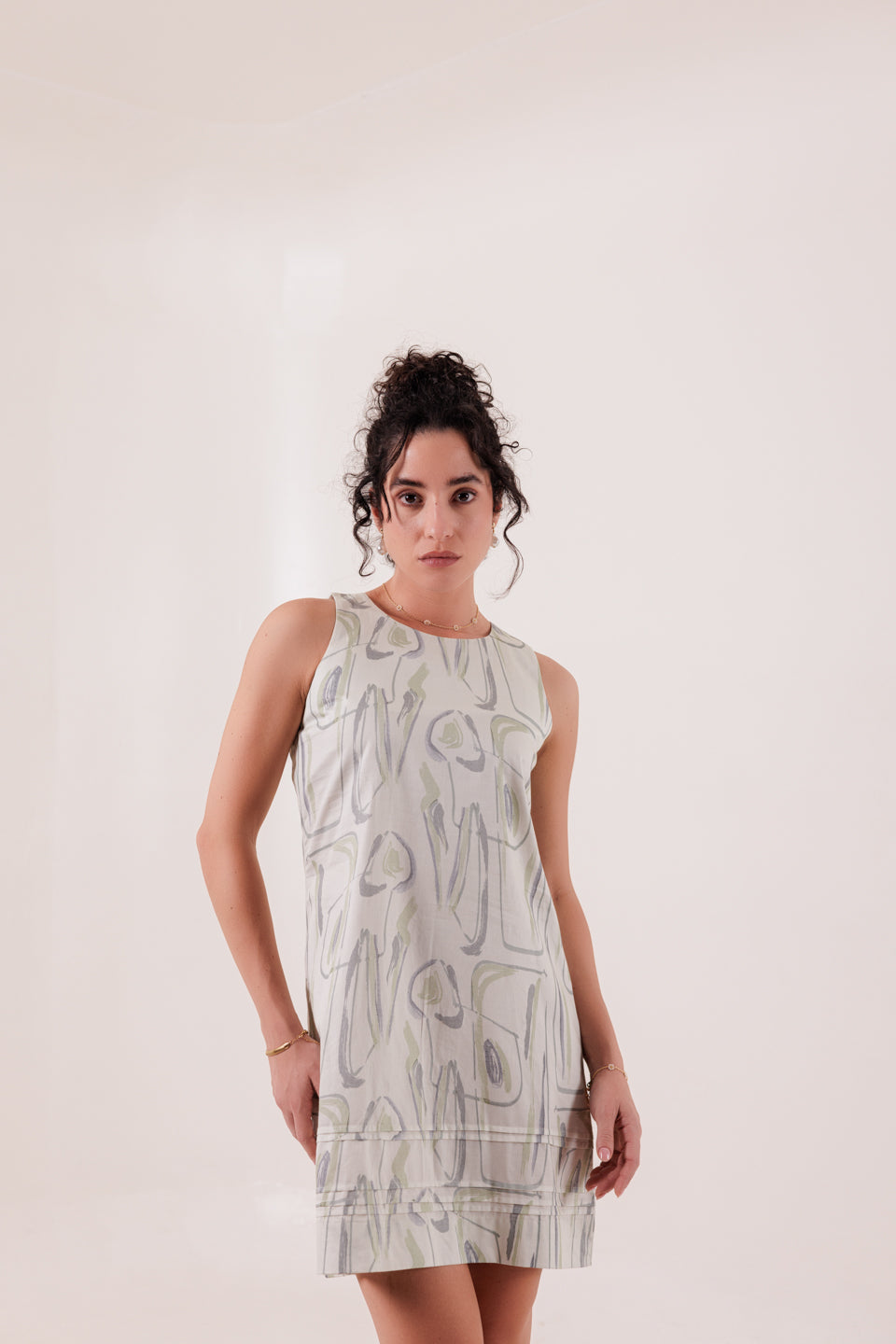 REINDEER MINT MOSS PLEATED MINI DRESS