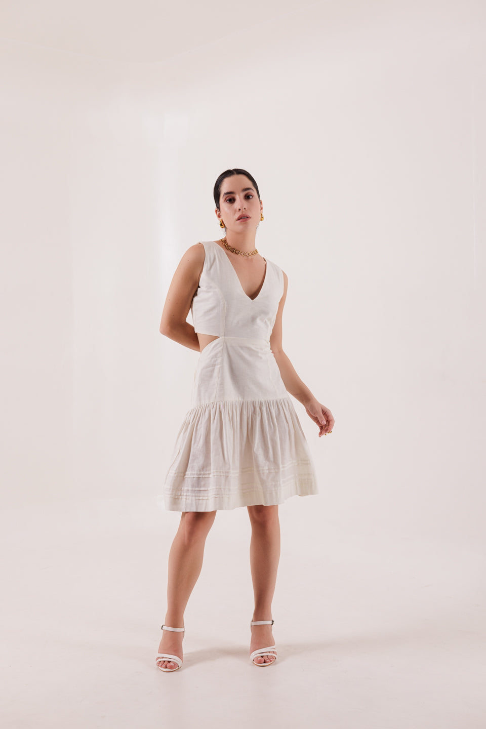 mini white dress with slit Slit Back White Mini Dress