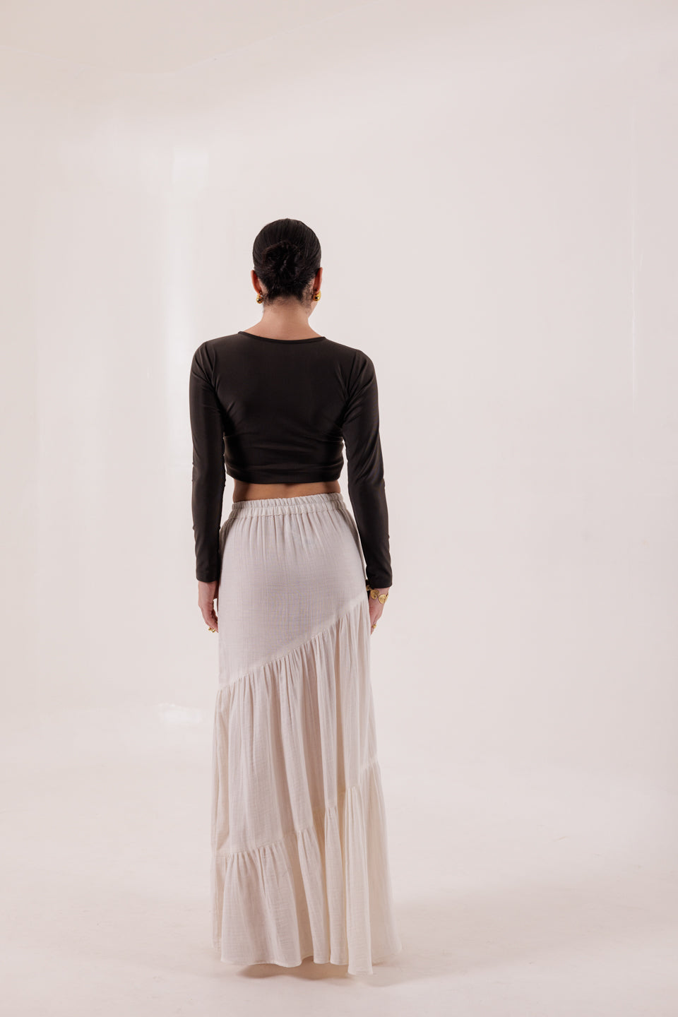 COCONUT WHITE SLANT PANELLED SKIRT