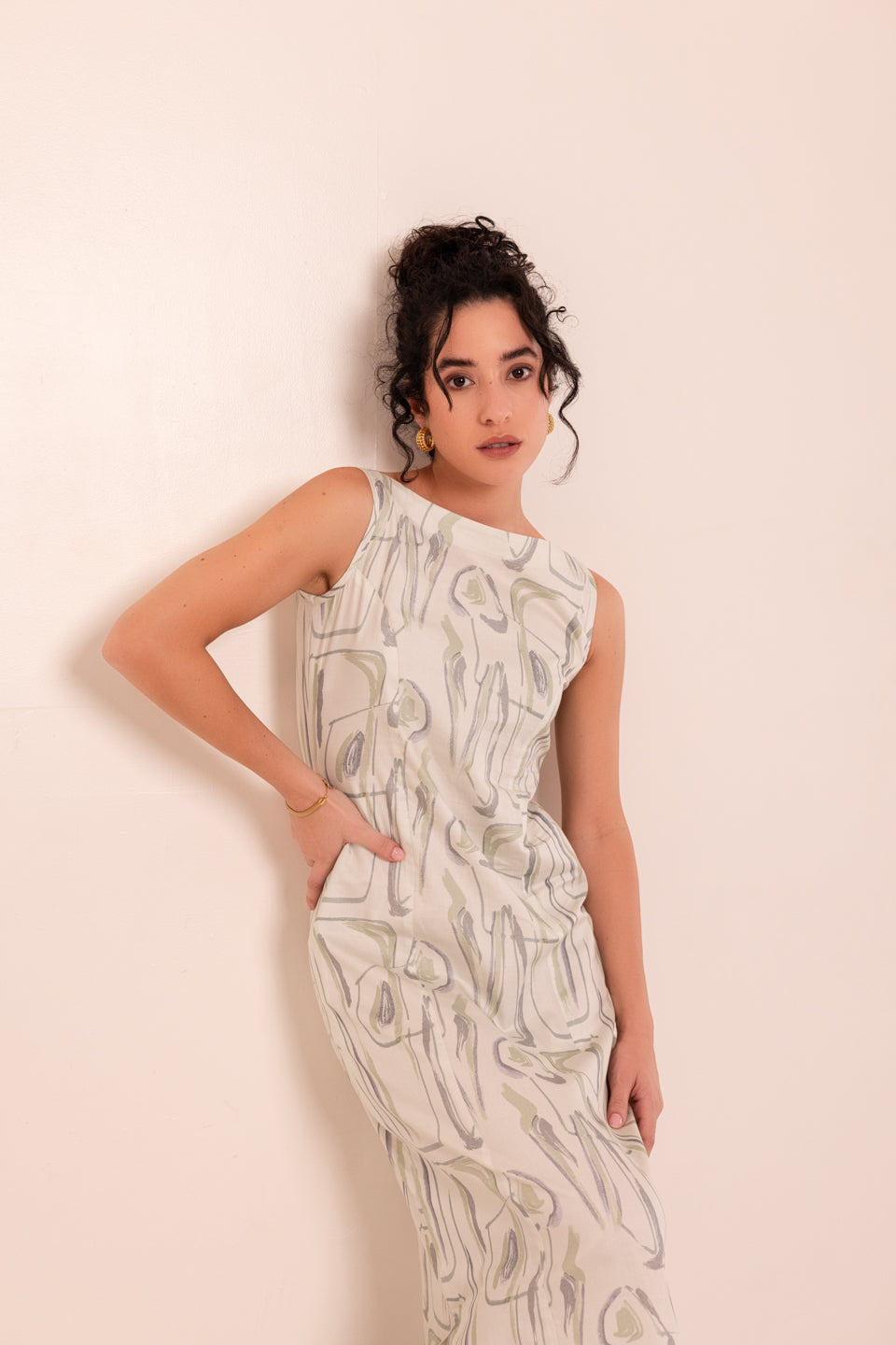 REINDEER MINT MOSS BOAT NECK DRESS