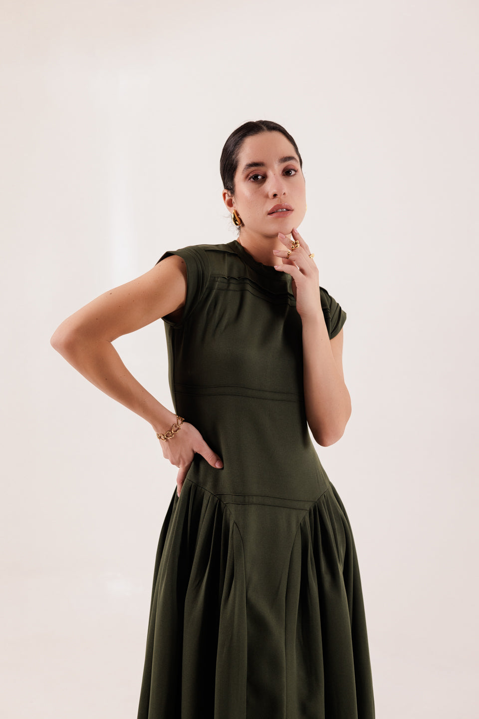 FOREST GREEN MIDI DRESS