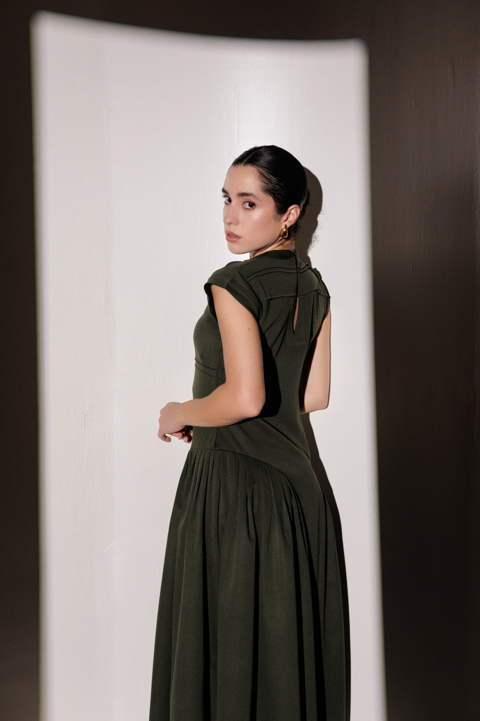 FOREST GREEN MIDI DRESS